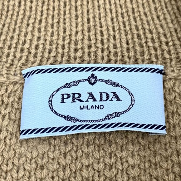Prada Brown 100% Cashmere Knitted Single-Breasted Sweater Coat With Triangular L - Picture 2 of 8